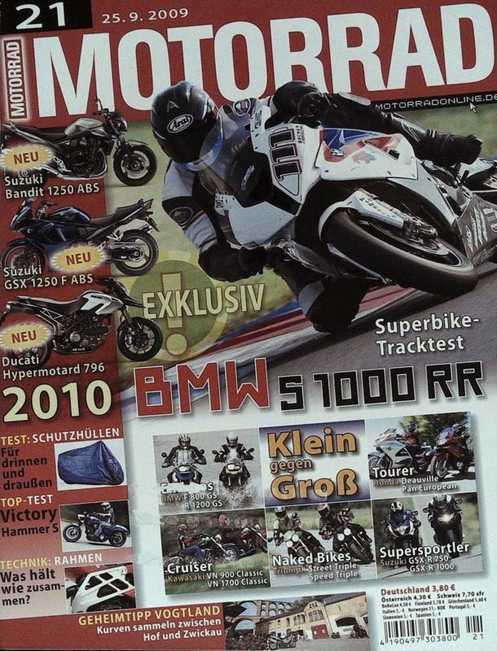 Motorrad Magazin Deutschland 2009-21 BMW S 1000 RR Superbike-Tracktest Suzuki Bandit 1250 ABS
