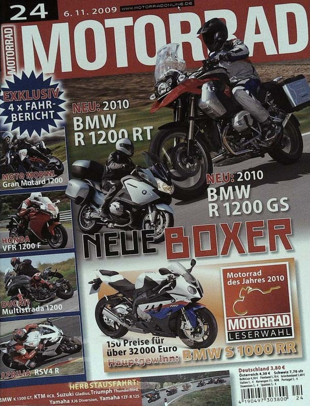 Motorrad Magazin Deutschland 2009-24 BMW R 1200 RT BMW R 1200 GS BMW S 1000 RR