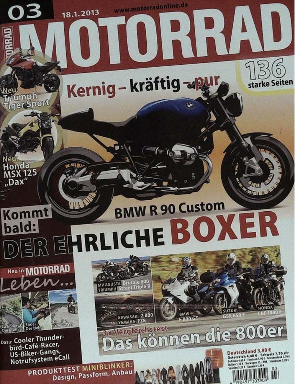 Motorrad Magazin Deutschland 2013-03 Motorrad BMW R 90 Custom Triumph Tiger Sport