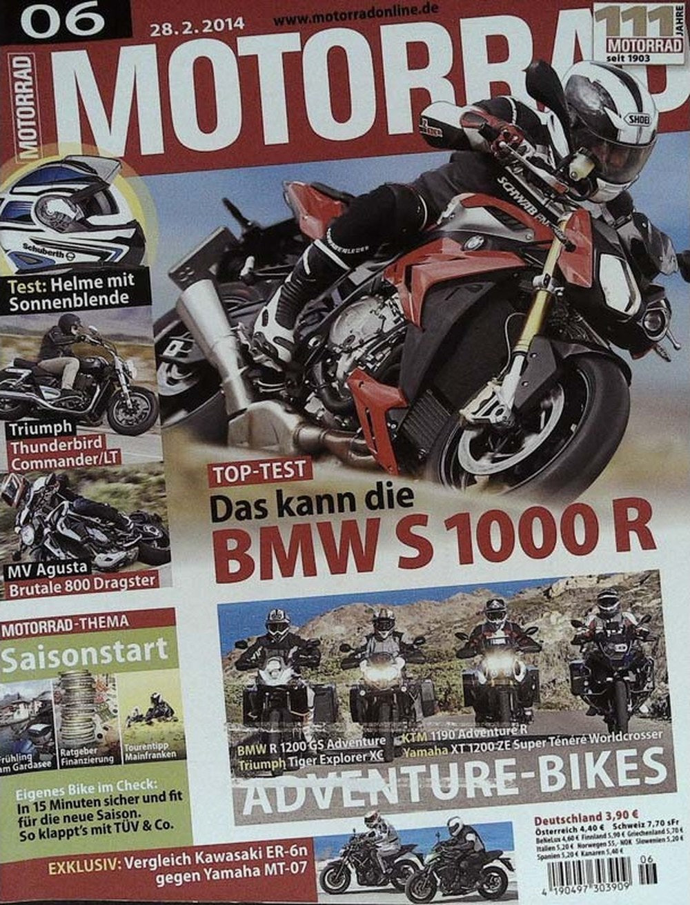 Motorrad Magazin Deutschland 2014-06 BMW S 1000 R BMW R 1200 GS Adventure KTM 1190 Adventure R Triumph Tiger Explorer XC Yamaha XT 1200 ZE Super Ténéré Worldcrosser