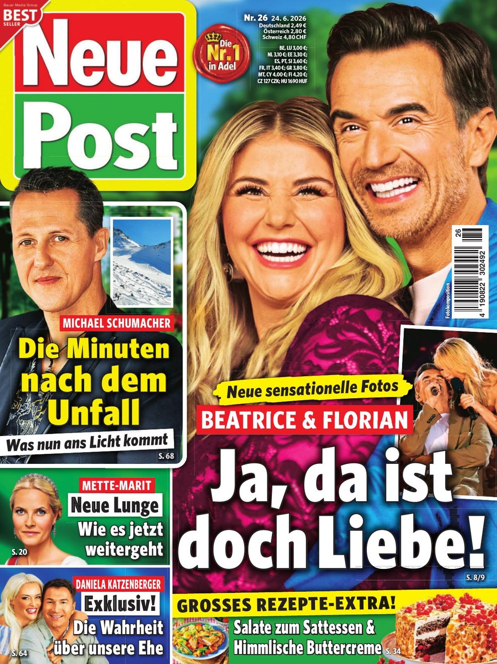 Neue Post Sonderheft Lehti Saksa 2026-26 – Beatrice Egli Florian Silbereisen Michael Schumacher Mette-Marit Daniela Katzenberger – Alkuperäinen painos