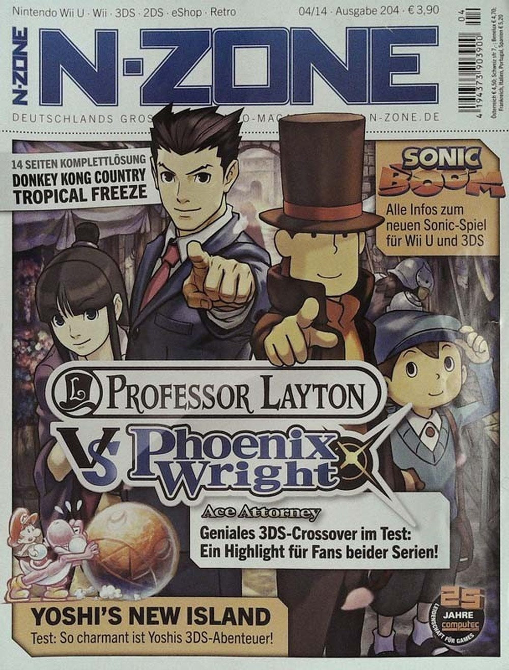 N-Zone Magazin Deutschland 2014-04 Professor Layton Phoenix Wright Donkey Kong Yoshi Sonic