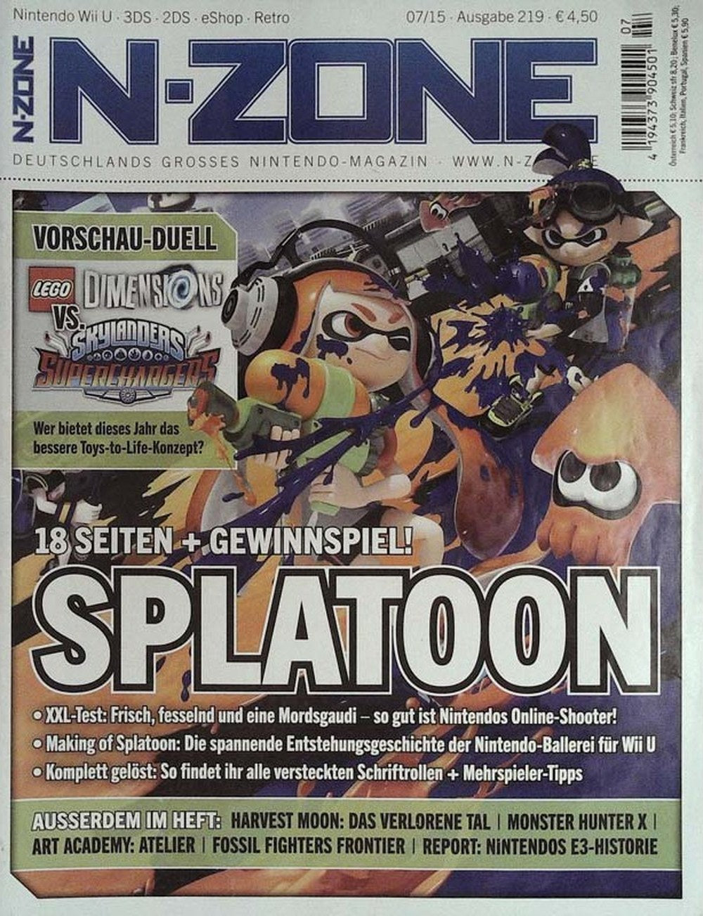 N-Zone Magazin Deutschland 2015-07 Splatoon LEGO Dimensions Skylanders SuperChargers