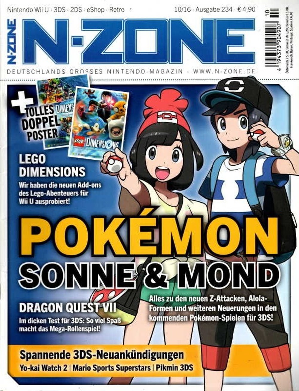 N-Zone Magazin Deutschland 2016-10 Pokémon Sonne & Mond Lego Dimensions Nintendo Wii U