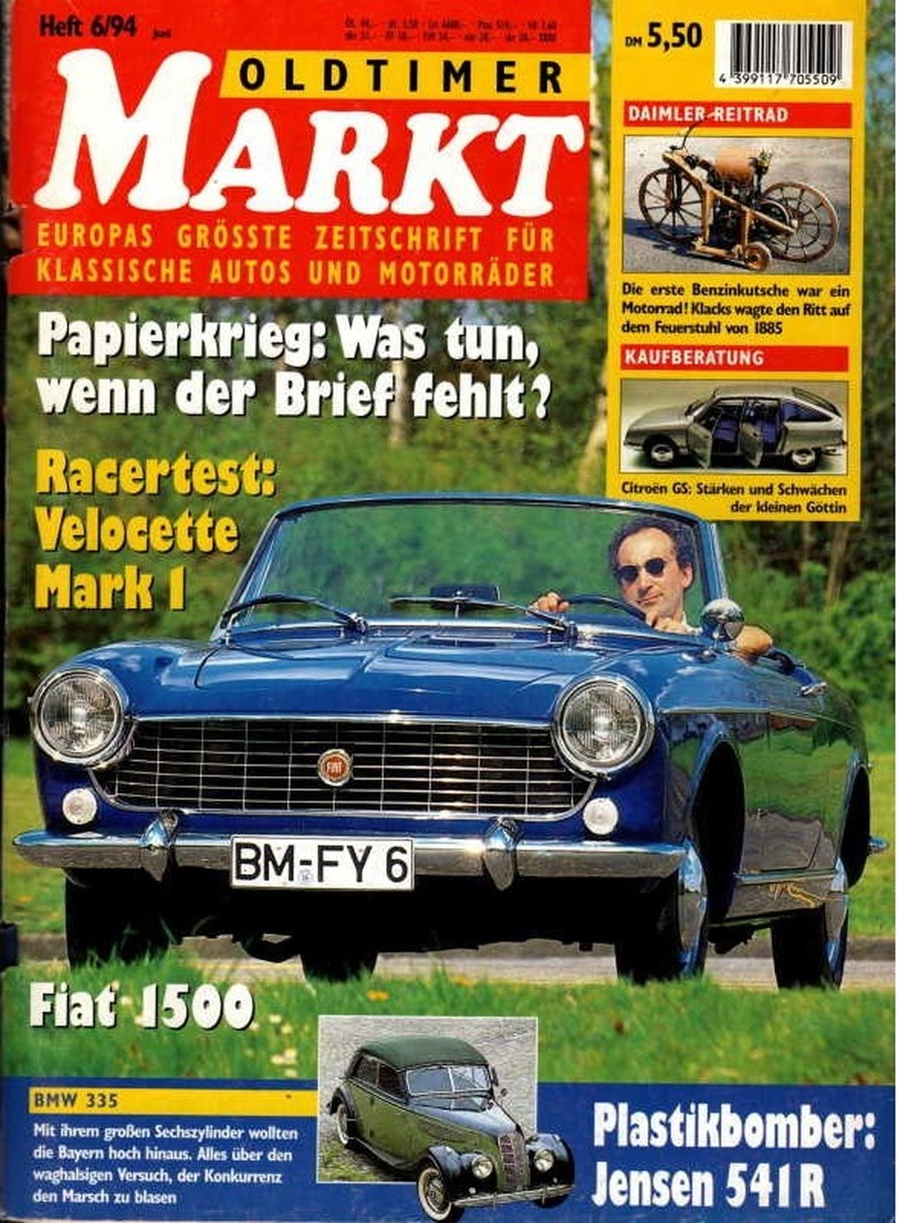 Oldtimer Markt Magazin Deutschland 1994-06 Fiat 1500 Velocette Mark I BMW 335