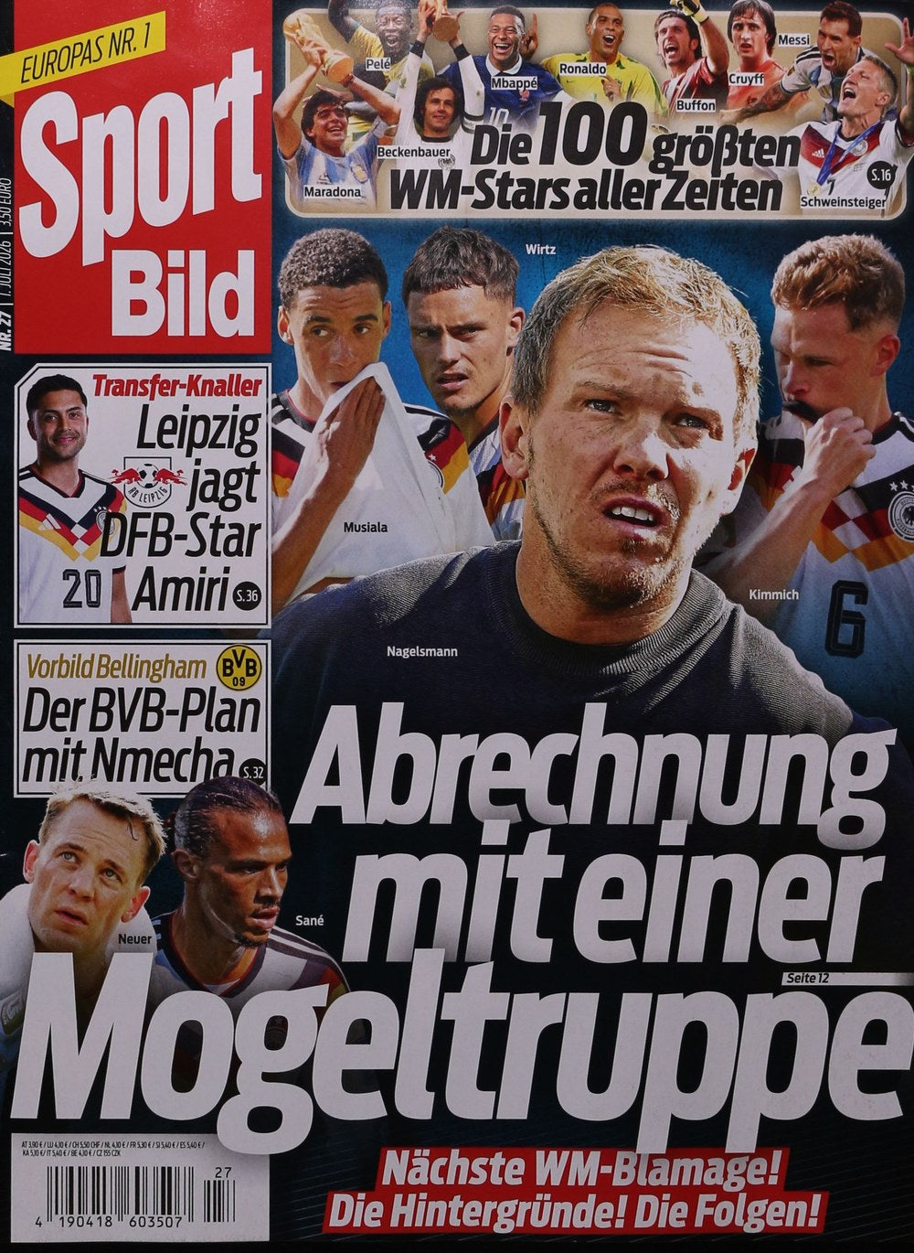 Sport Bild Magazine Allemagne 2026-27 – Julian Nagelsmann Joshua Kimmich Florian Wirtz Jamal Musiala Manuel Neuer – Édition originale