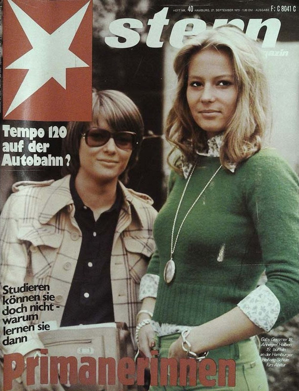 Stern Tijdschrift Duitsland 1973-40 – Gaby Gremmer Annegret Halben – Originele uitgave