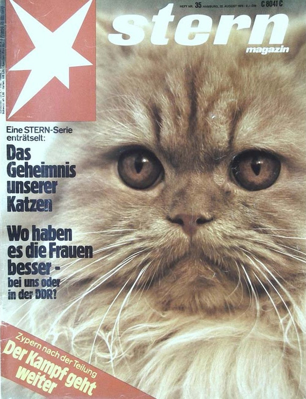 Stern Magazin Deutschland 1974-35 Katzen Geheimnis Frauen