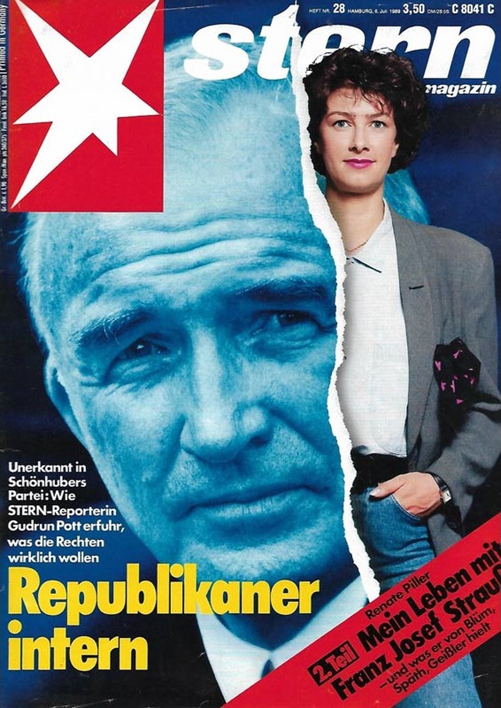 Stern Magazin Deutschland 1989-28 Franz Schönhuber Gudrun Pott Renate Piller Franz Josef Strauß