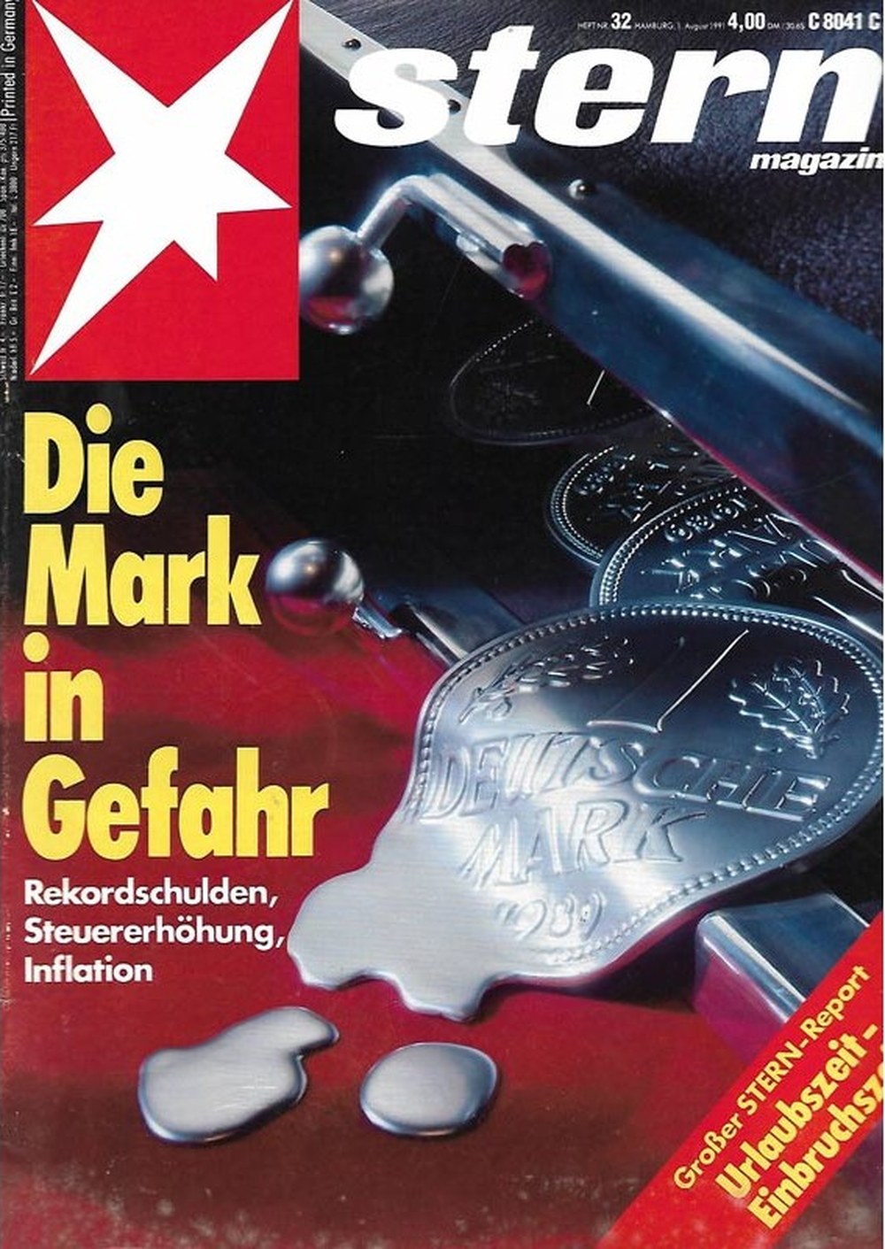 Stern Magazin Deutschland 1991-32 Deutsche Mark Währung Inflation