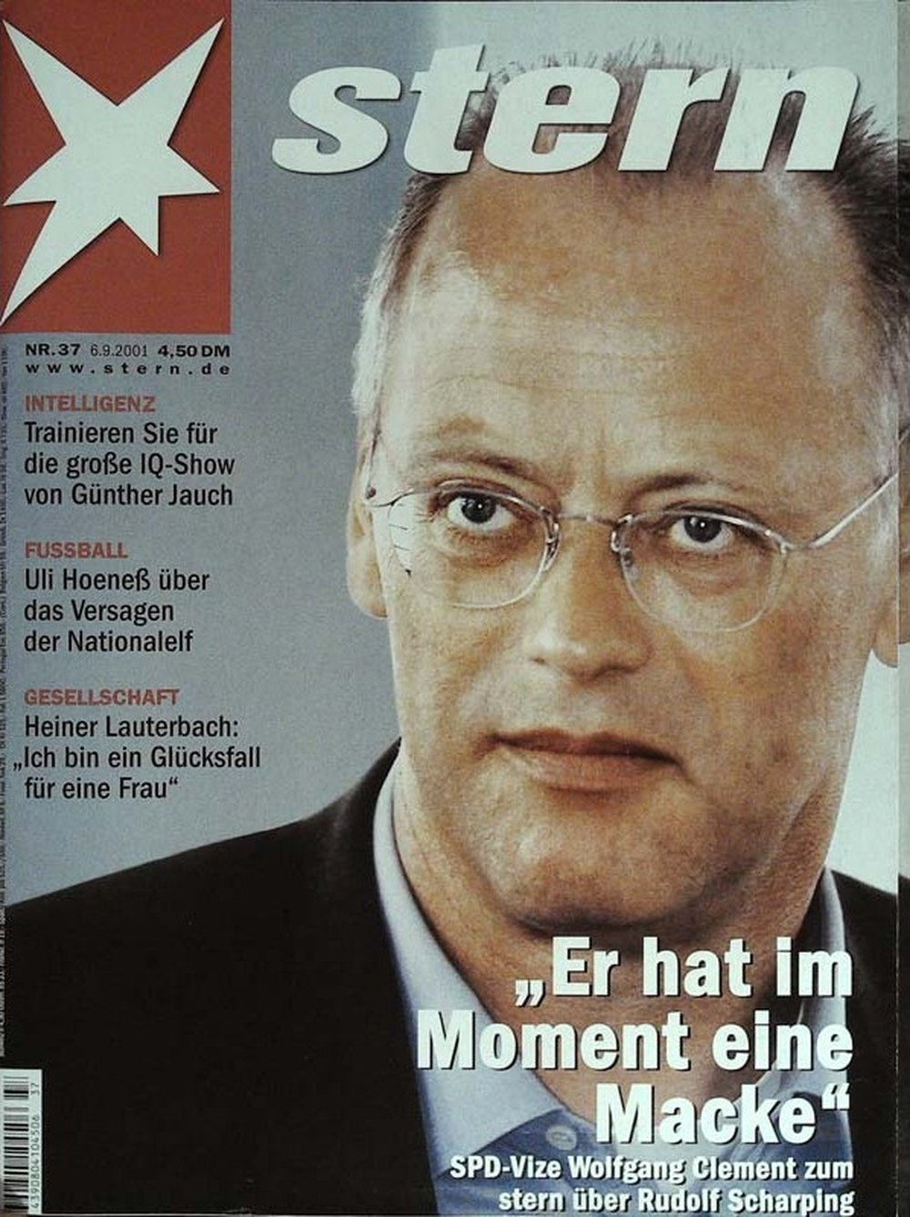 Stern Magazin Deutschland 2001-37 Rudolf Scharping Wolfgang Clement Günther Jauch Uli Hoeneß Heiner Lauterbach