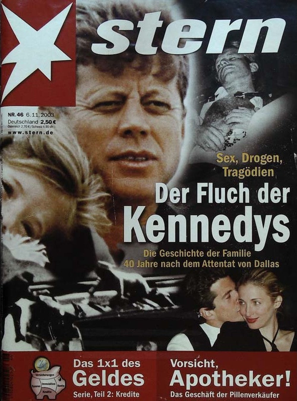 Stern Rivista Germania 2003-46 John F. Kennedy John F. Kennedy Jr. Carolyn Bessette-Kennedy Caroline Kennedy Edizione originale