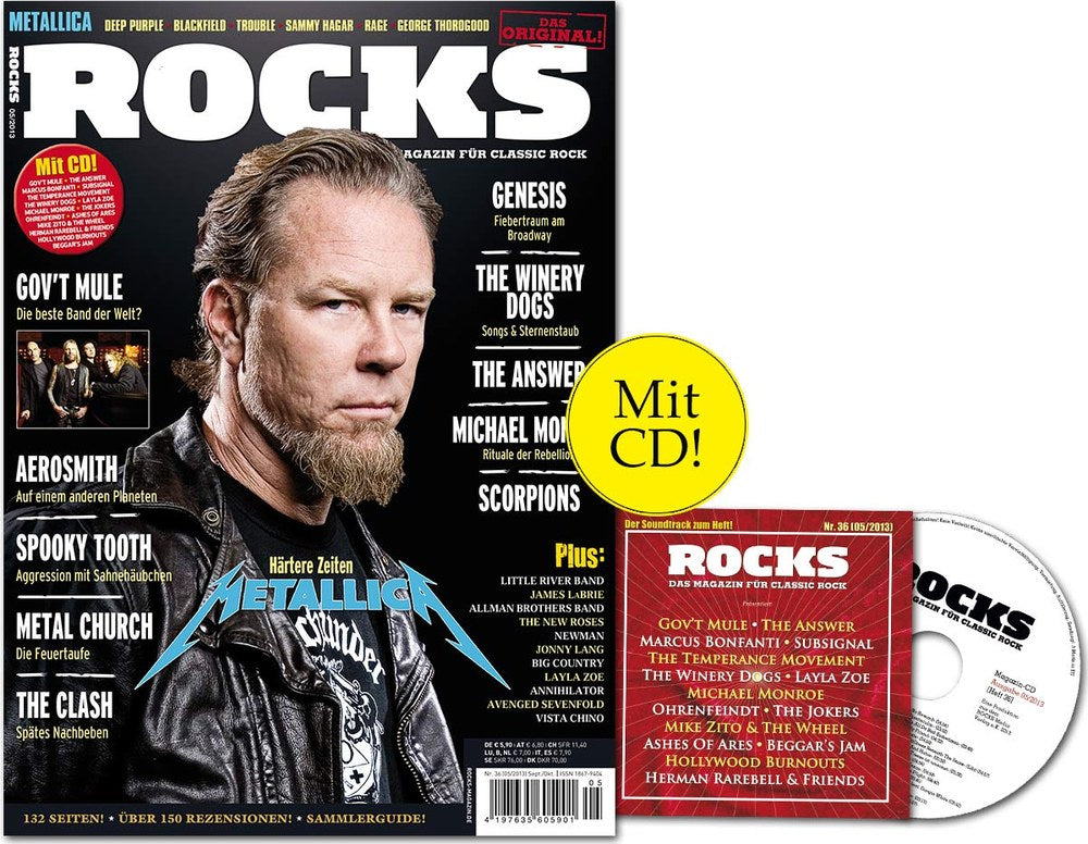 Rocks Lehti Saksa 2013-05 – James Hetfield Metallica Genesis The Winery Dogs The Answer – Alkuperäinen painos