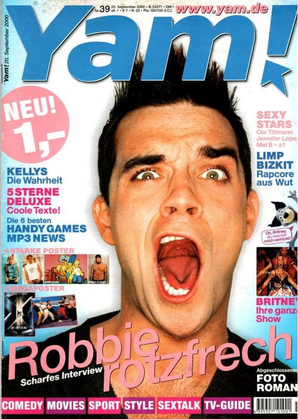 Yam Magasin Tyskland 2000-39 Robbie Williams Jennifer Lopez Mel B Britney Spears Ole Tillmann Originaludgave