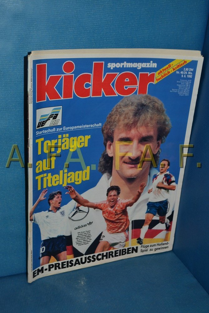Kicker Sportrevue Magasin Tyskland 1992-46 Rudi Völler Gary Lineker Marco Van Basten Jean-Pierre Papin Originaludgave