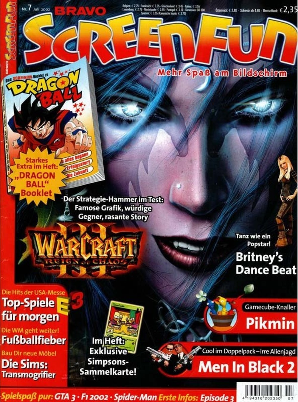 Bravo Screenfun Magazin Deutschland 2002-07 Warcraft III: Reign Of Chaos Britney Spears Dragon Ball Pikmin Men In Black 2