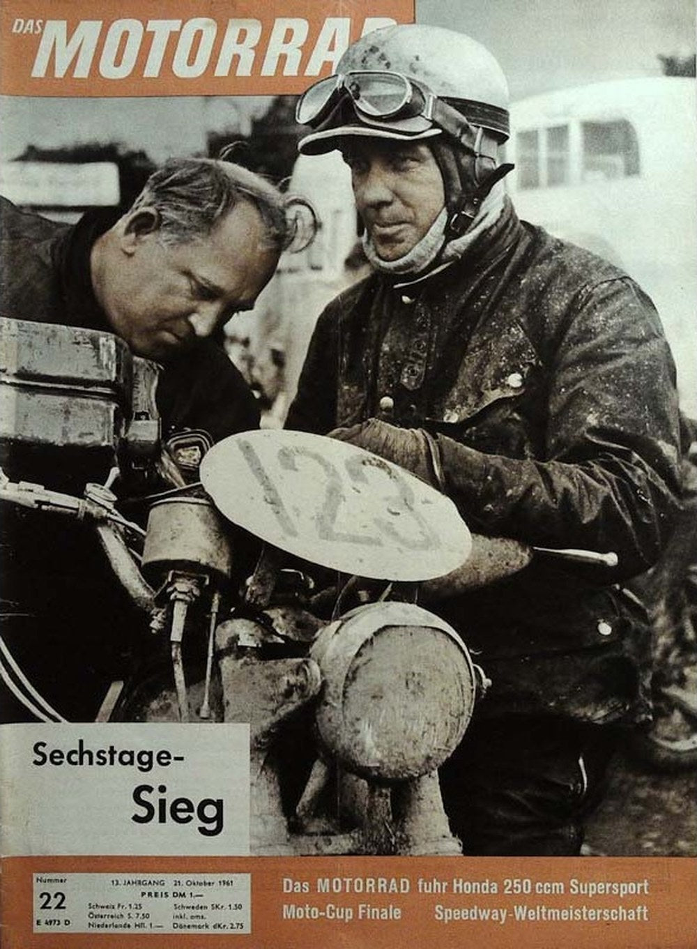 Das Motorrad + Der Roller Magazin Deutschland 1961-22 Sechstagerennen Motorrad Honda 250 Ccm Supersport