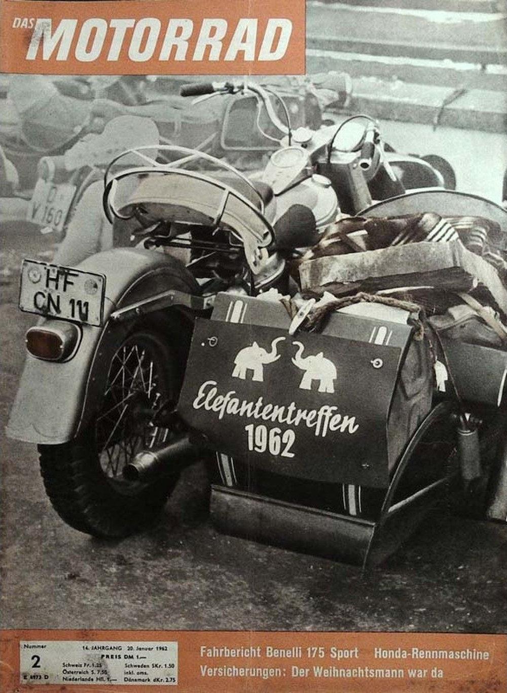 Das Motorrad + Der Roller Magazin Deutschland 1962-02 Motorrad Benelli 175 Sport Honda-Rennmaschine