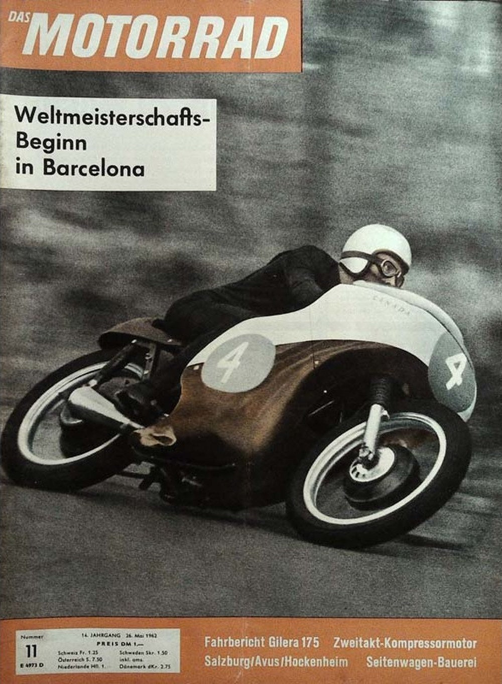 Das Motorrad + Der Roller Magazin Deutschland 1962-11 Motorrad-Weltmeisterschaft Barcelona Gilera 175