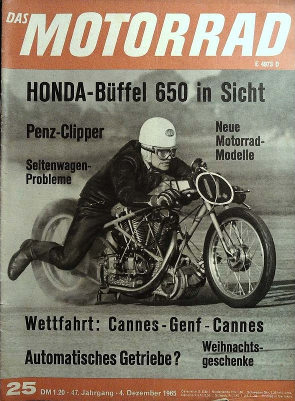 Das Motorrad + Der Roller Magazin Deutschland 1965-25 Honda Büffel 650 Motorradrennen Penz-Clipper