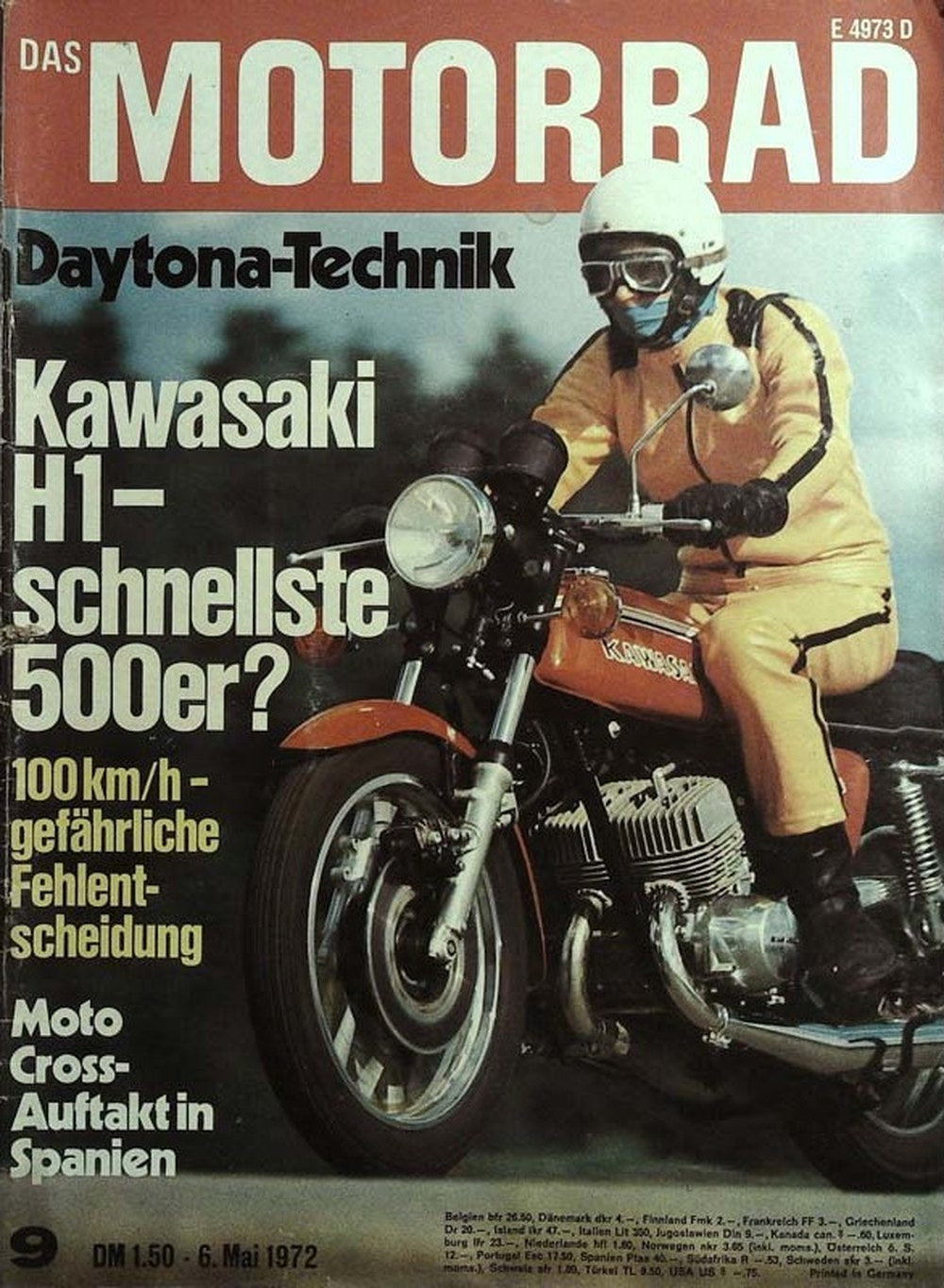 Das Motorrad + Der Roller Magazin Deutschland 1972-09 Kawasaki H1 Motorrad 500er