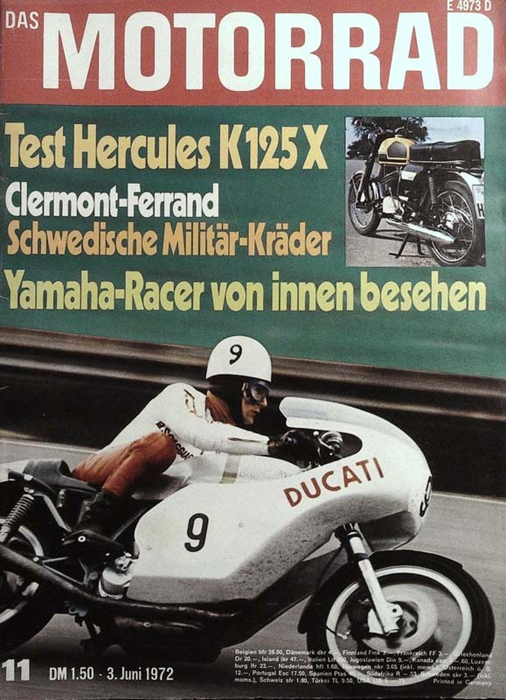Das Motorrad + Der Roller Magazin Deutschland 1972-11 Ducati Hercules Yamaha