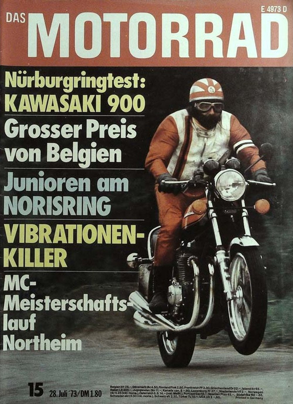 Das Motorrad + Der Roller Magazin Deutschland 1973-15 Kawasaki 900 Nürburgringtest Grosser Preis Von Belgien