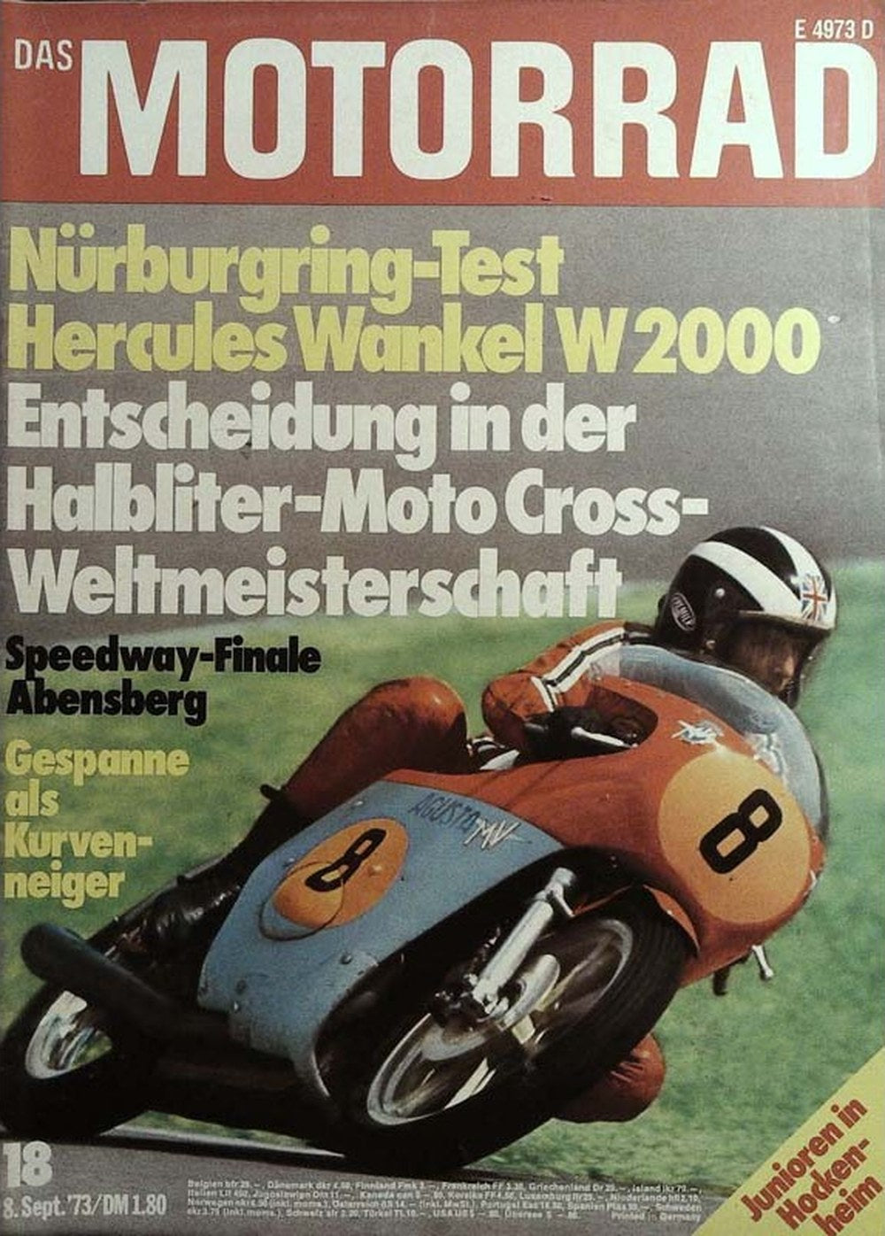Das Motorrad + Der Roller Magazin Deutschland 1973-18 Giacomo Agostini