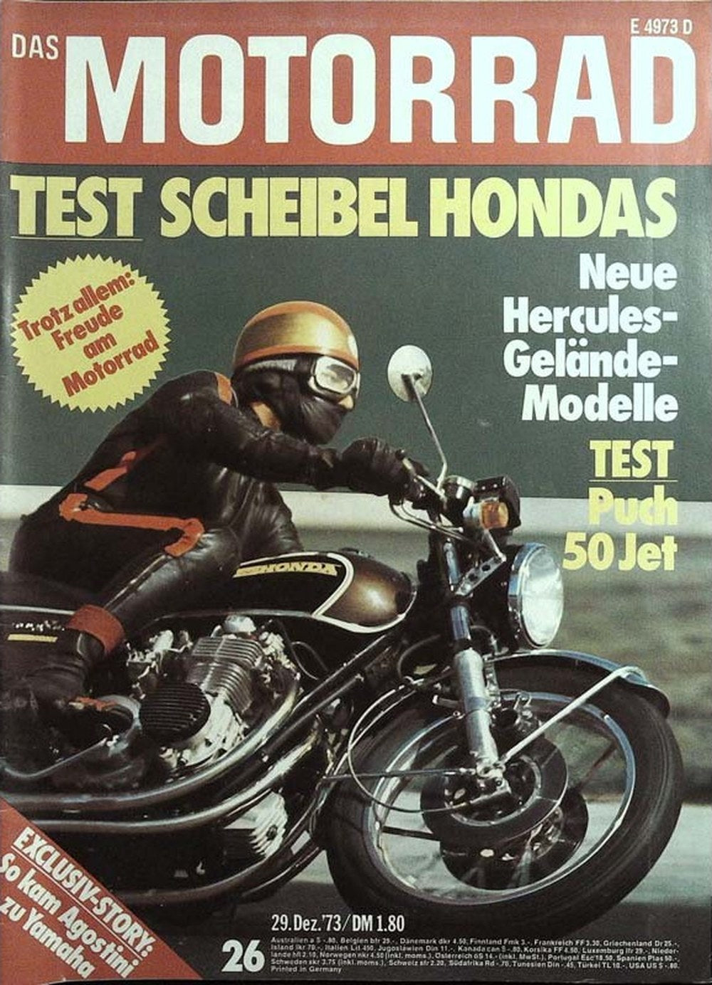 Das Motorrad + Der Roller Magazin Deutschland 1973-26 Giacomo Agostini