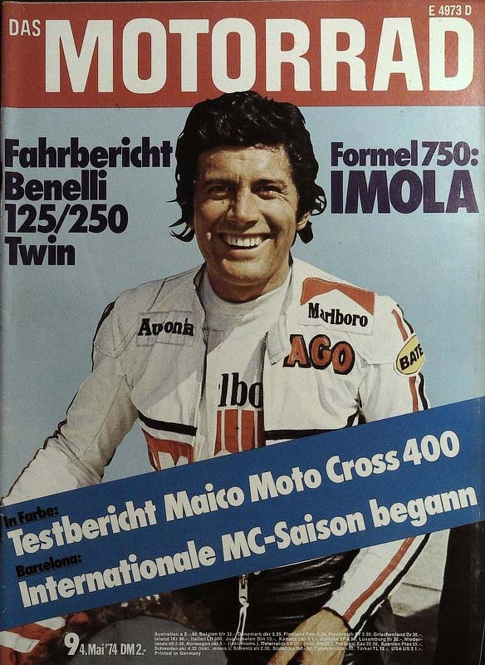 Das Motorrad + Der Roller Magazin Deutschland 1974-09 Giacomo Agostini