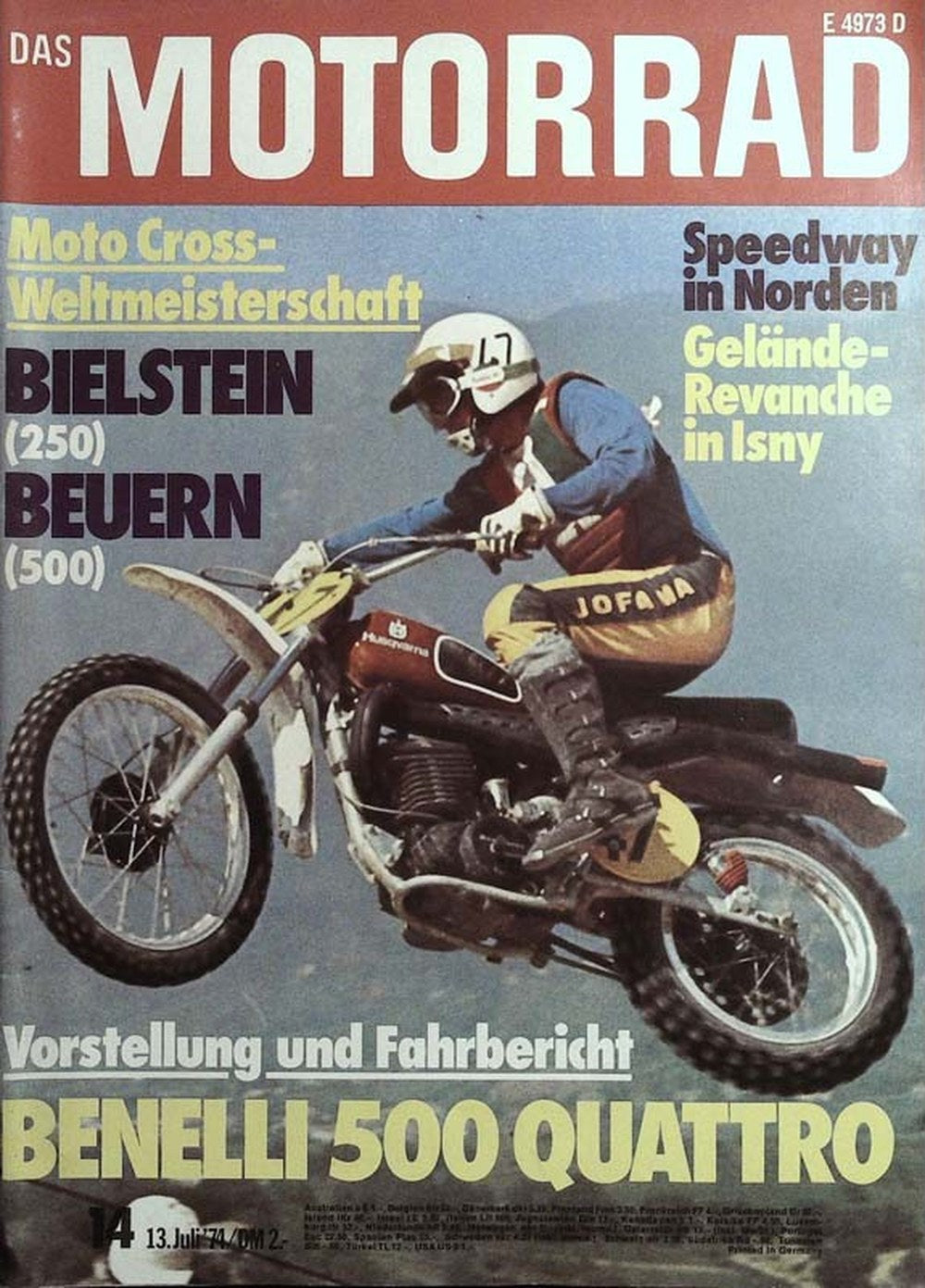 Das Motorrad + Der Roller Magazin Deutschland 1974-14 Benelli