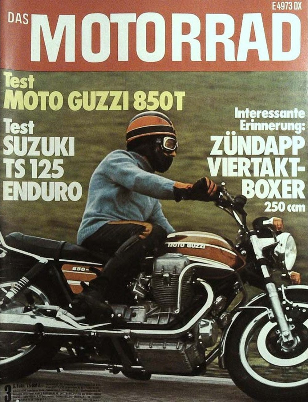 Das Motorrad + Der Roller Magazin Deutschland 1975-03 Moto Guzzi 850T Suzuki TS 125 Enduro Zündapp Viertakt-Boxer 250 Ccm