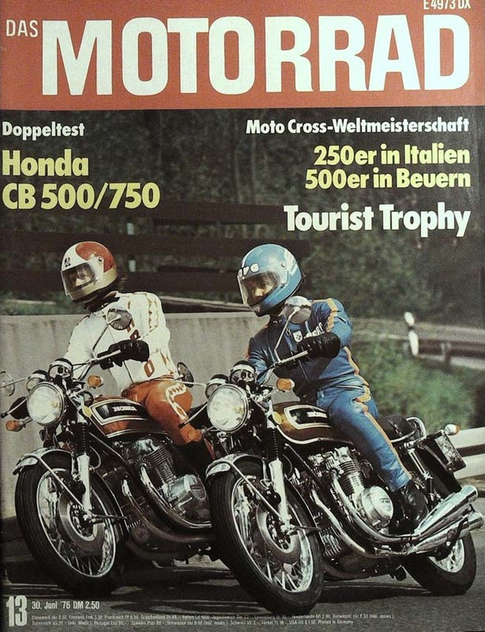 Das Motorrad + Der Roller Magazin Deutschland 1976-13 Honda CB 500 Honda CB 750 Motorrad-Doppeltest