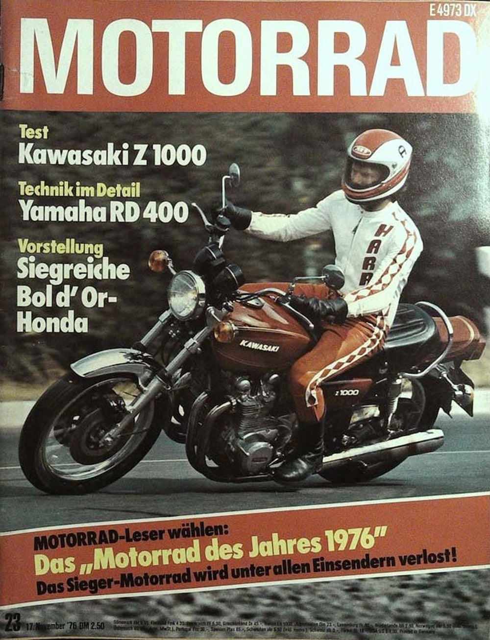 Das Motorrad + Der Roller Magazin Deutschland 1976-23 Kawasaki Z 1000 Yamaha RD 400 Honda Bol D'Or