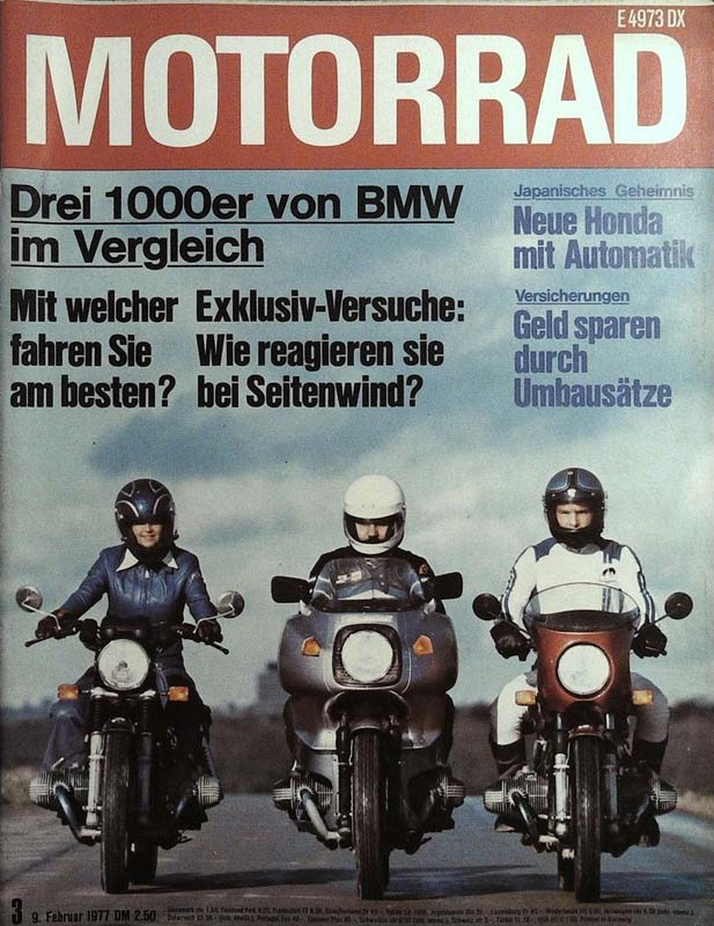 Das Motorrad + Der Roller Magazin Deutschland 1977-03 BMW 1000er Vergleichstest Motorrad Seitenwind
