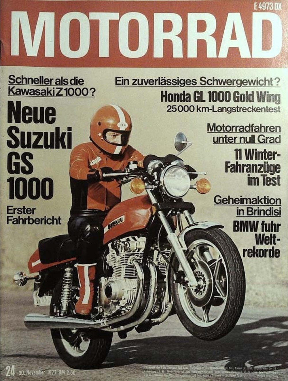 Das Motorrad + Der Roller Magazin Deutschland 1977-24 Suzuki GS 1000 Kawasaki Z1000 Honda GL 1000 Gold Wing
