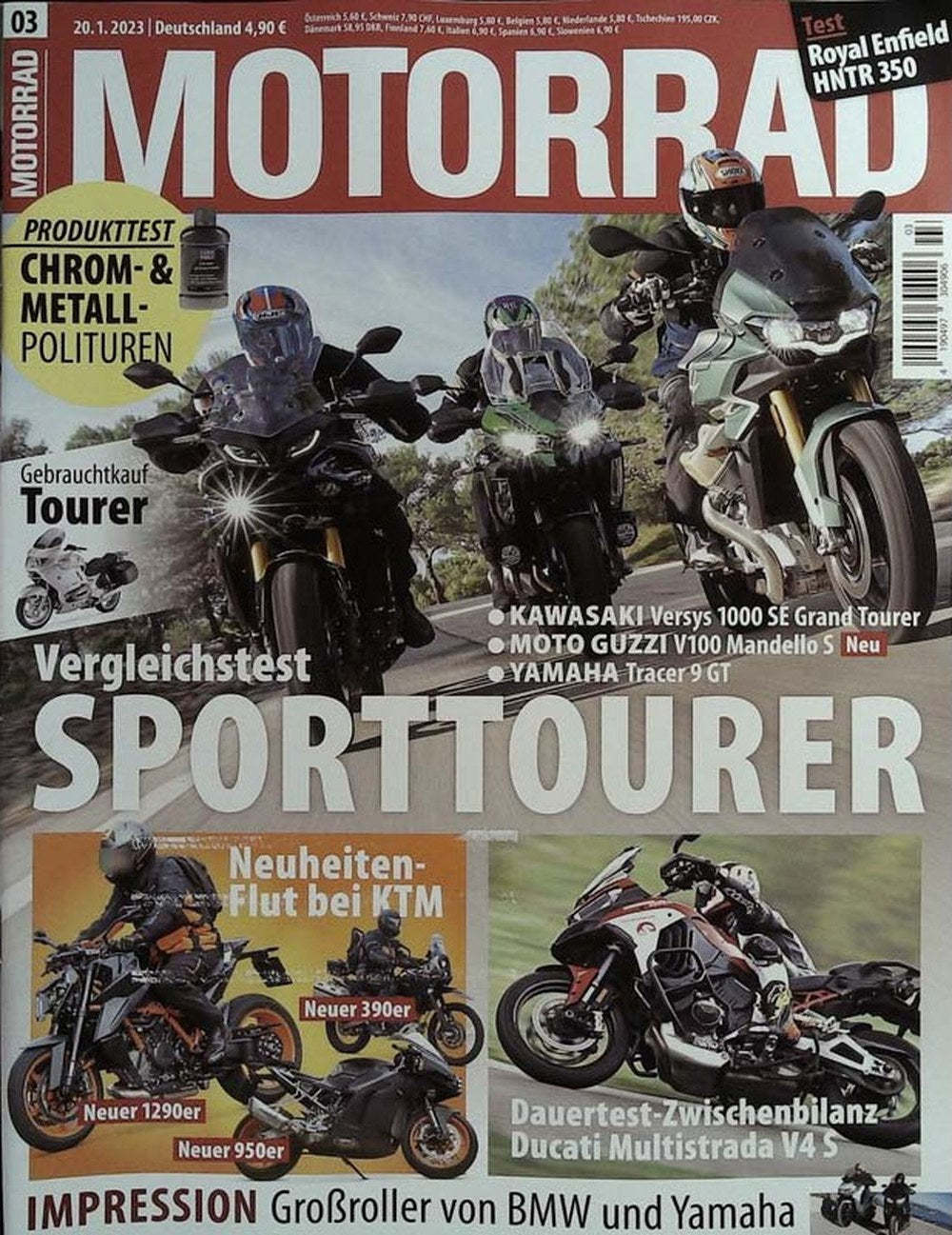 Das Motorrad + Der Roller Magazin Deutschland 2023-03 Kawasaki Moto Guzzi Yamaha KTM Ducati