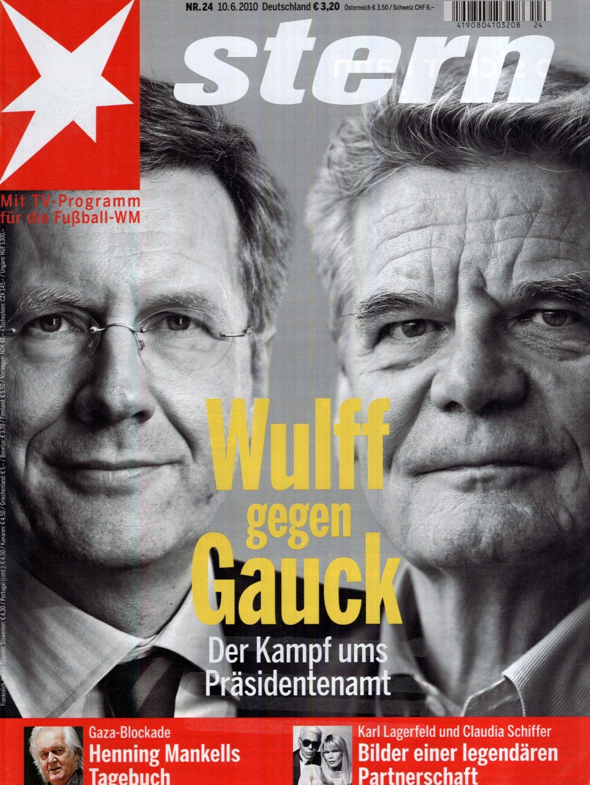 Stern Magazin Deutschland 2010-24 Wulff Gauck Henning Mankells Karl Lagerfeld Claudia Schiffer