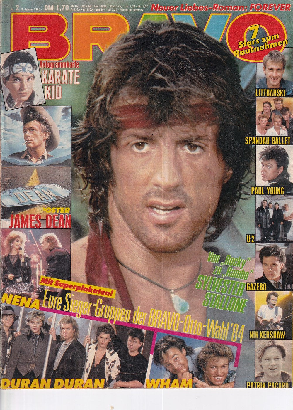 Bravo Magazin Deutschland 1985-02 Sylvester Stallone Nena James Dean Ralph Macchio Nik Kershaw
