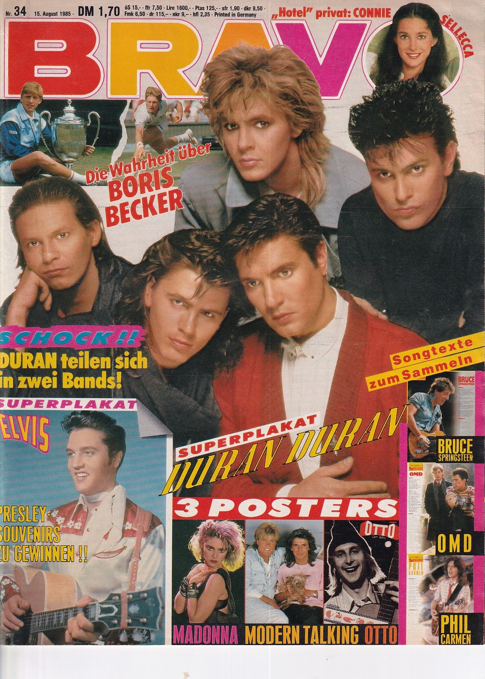 Bravo Magazin Deutschland 1985-34 Duran Duran Boris Becker Madonna Modern Talking Otto Waalkes