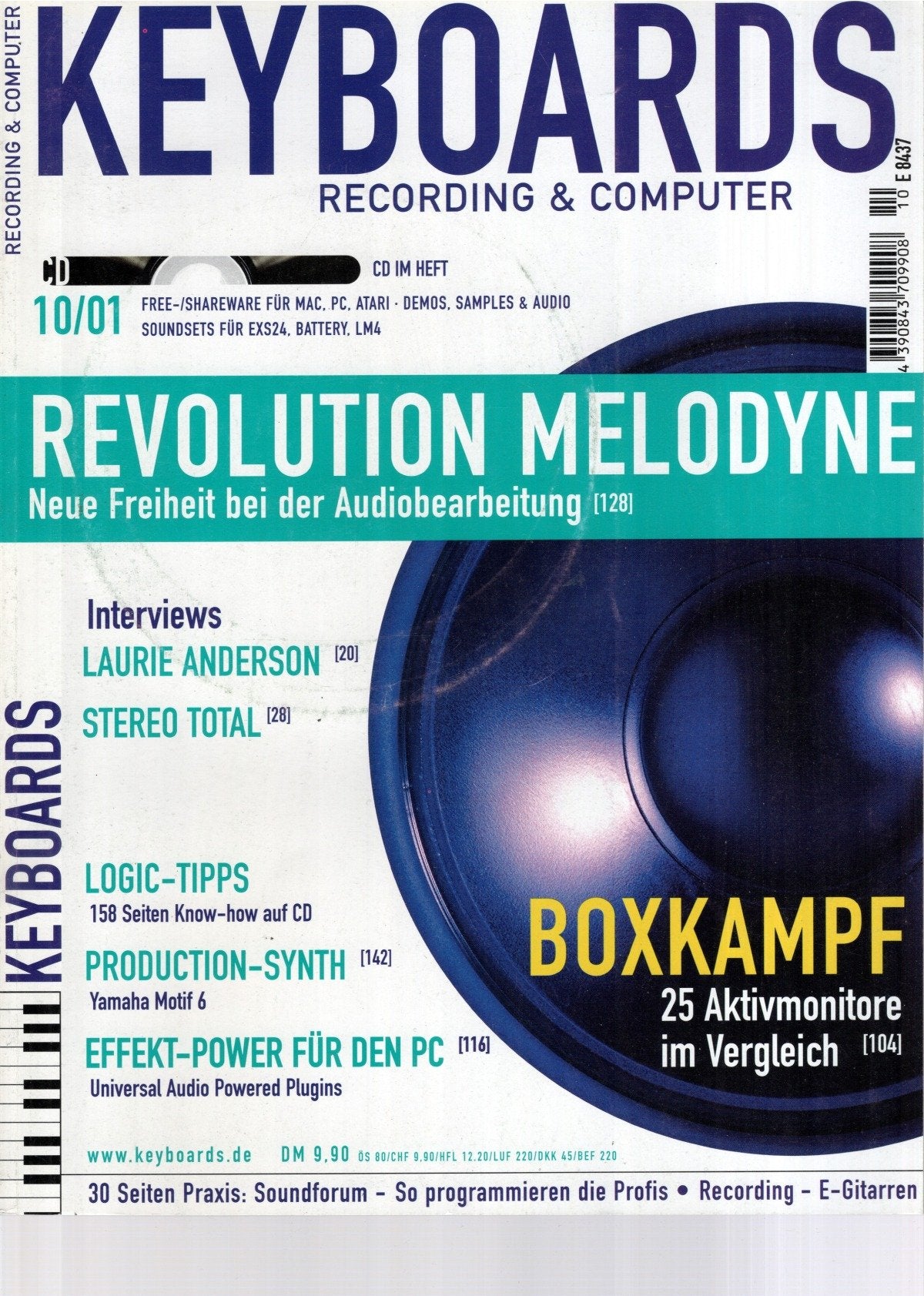 Keyboards Magazin Deutschland 2001-10 Laurie Anderson Stereo Total + CD