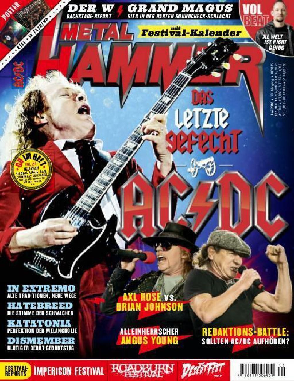 Metal Hammer Magazin Deutschland 2016-06 ACDC AC/DC + Poster