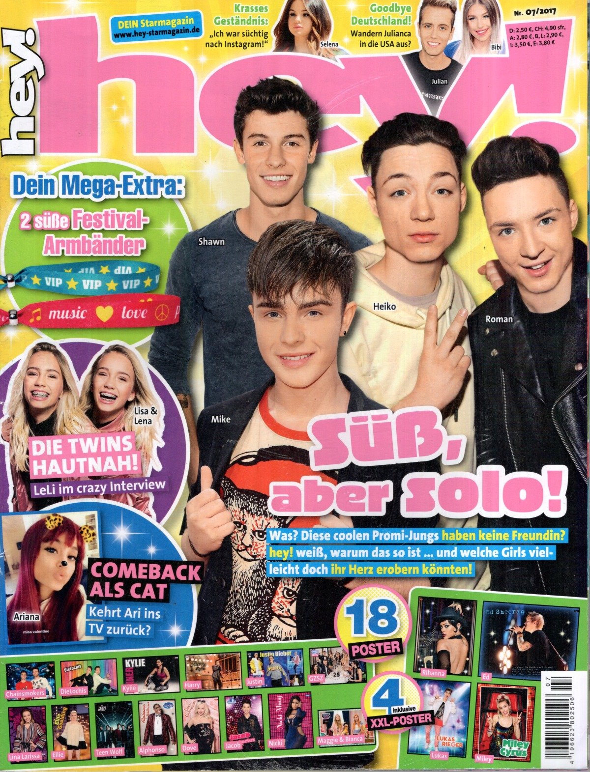 Hey Magazin Deutschland 2017-07 Shawn Mendes Heiko Lochmann Roman Lochmann Mike Singer Lisa