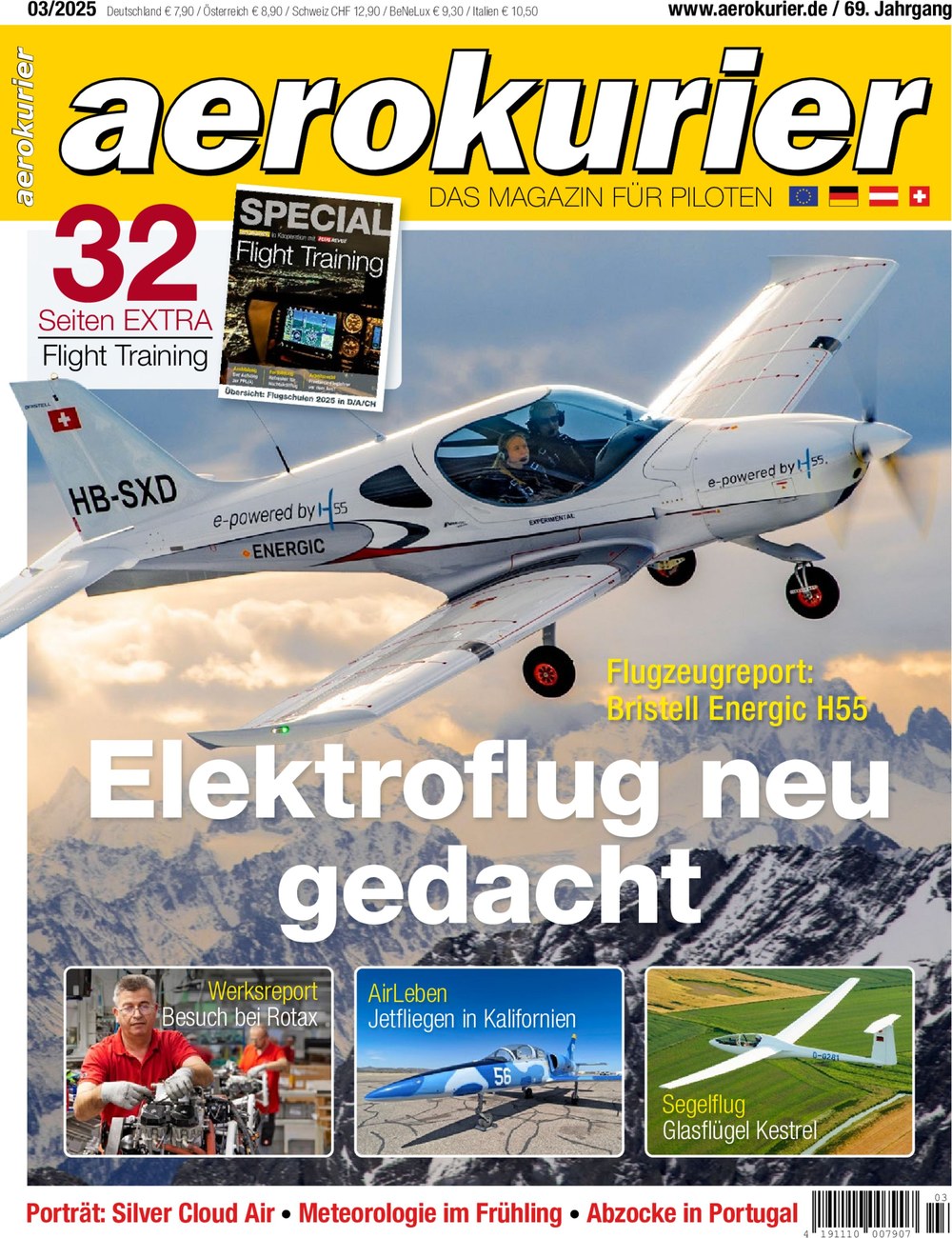 Aerokurier Magazin Deutschland 2025-03 Elektroflug Bristell Energic H55 Flugzeugreport
