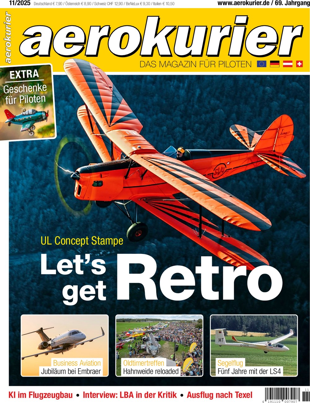 Aerokurier Magazin Deutschland 2025-11 UL Concept Stampe Retro-Flugzeug Doppeldecker