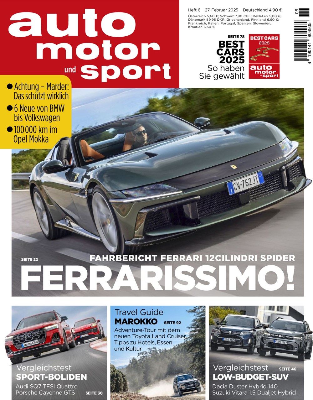 Auto Motor Und Sport Magazin Deutschland 2025-06 Ferrari 12Cilindri Spider Fahrbericht Sportwagen