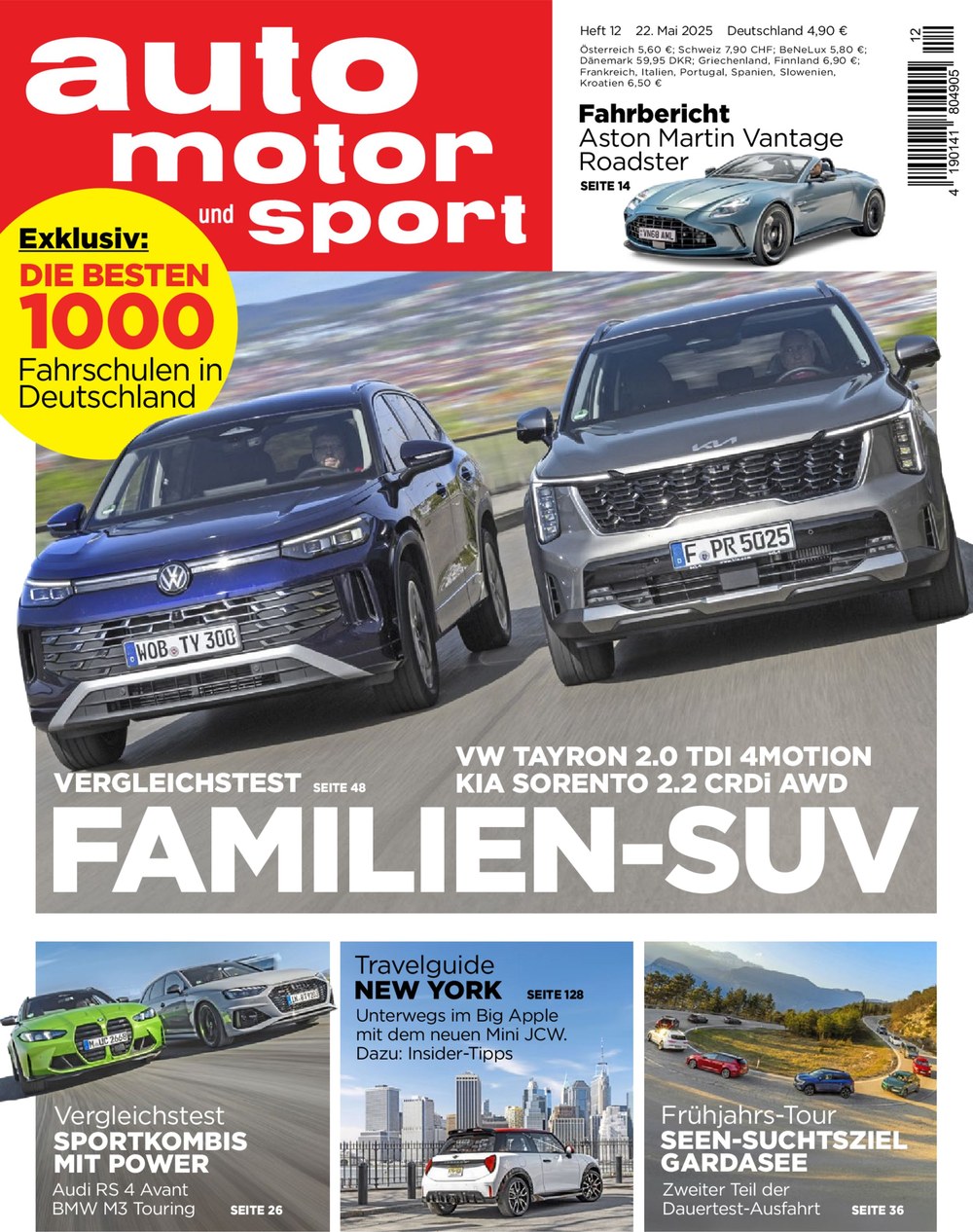 Auto Motor Und Sport Magazin Deutschland 2025-12 VW Tayron 2.0 TDI 4Motion Kia Sorento 2.2 CRDi AWD Familien-SUV
