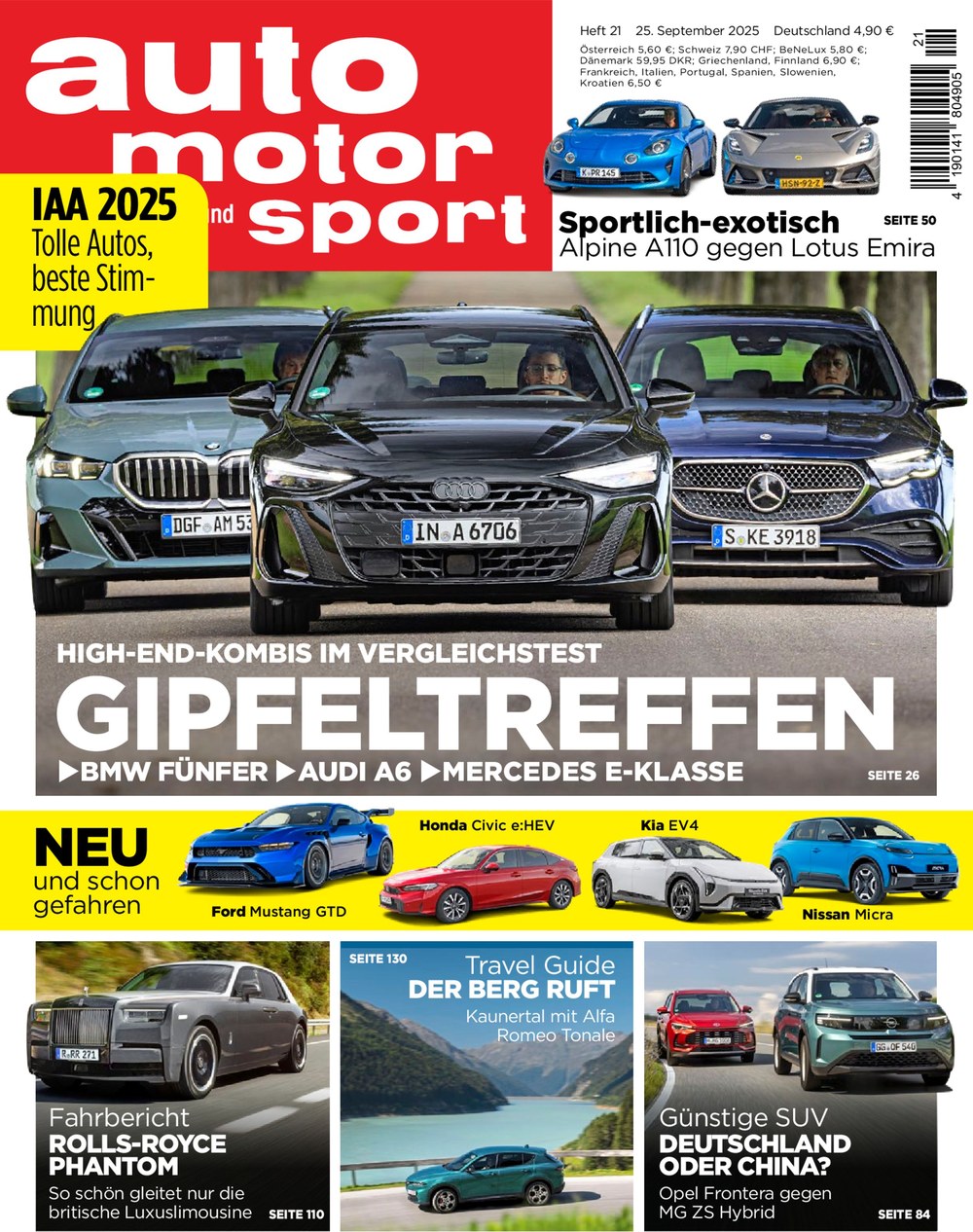 Auto Motor Und Sport Magazin Deutschland 2025-21 Automagazin High-End-Kombis Vergleichstest