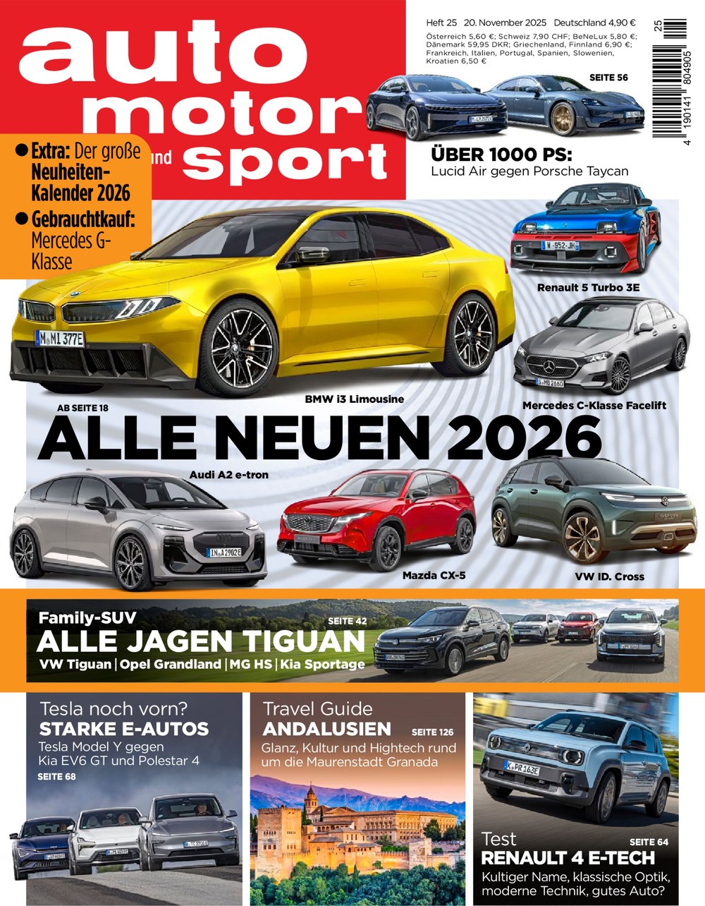 Auto Motor Und Sport Magazin Deutschland 2025-25 Neuheiten 2026 BMW I3 Limousine Audi A2 E-tron