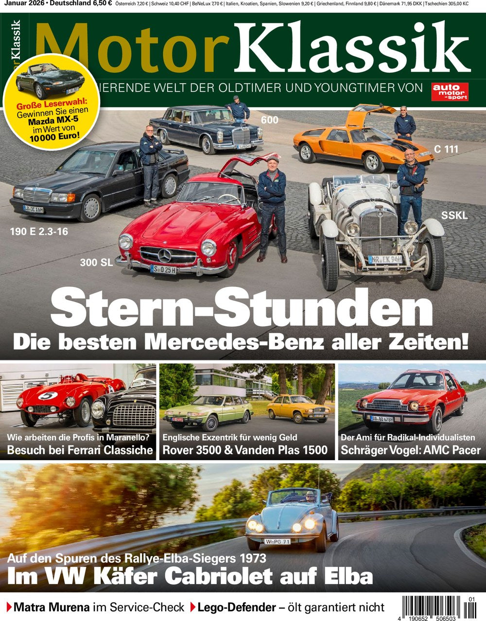 Motor Klassik Magazin Deutschland 2026-01 Mercedes-Benz Klassiker Mercedes-Benz 300 SL Mercedes-Benz 190 E 2.3-16